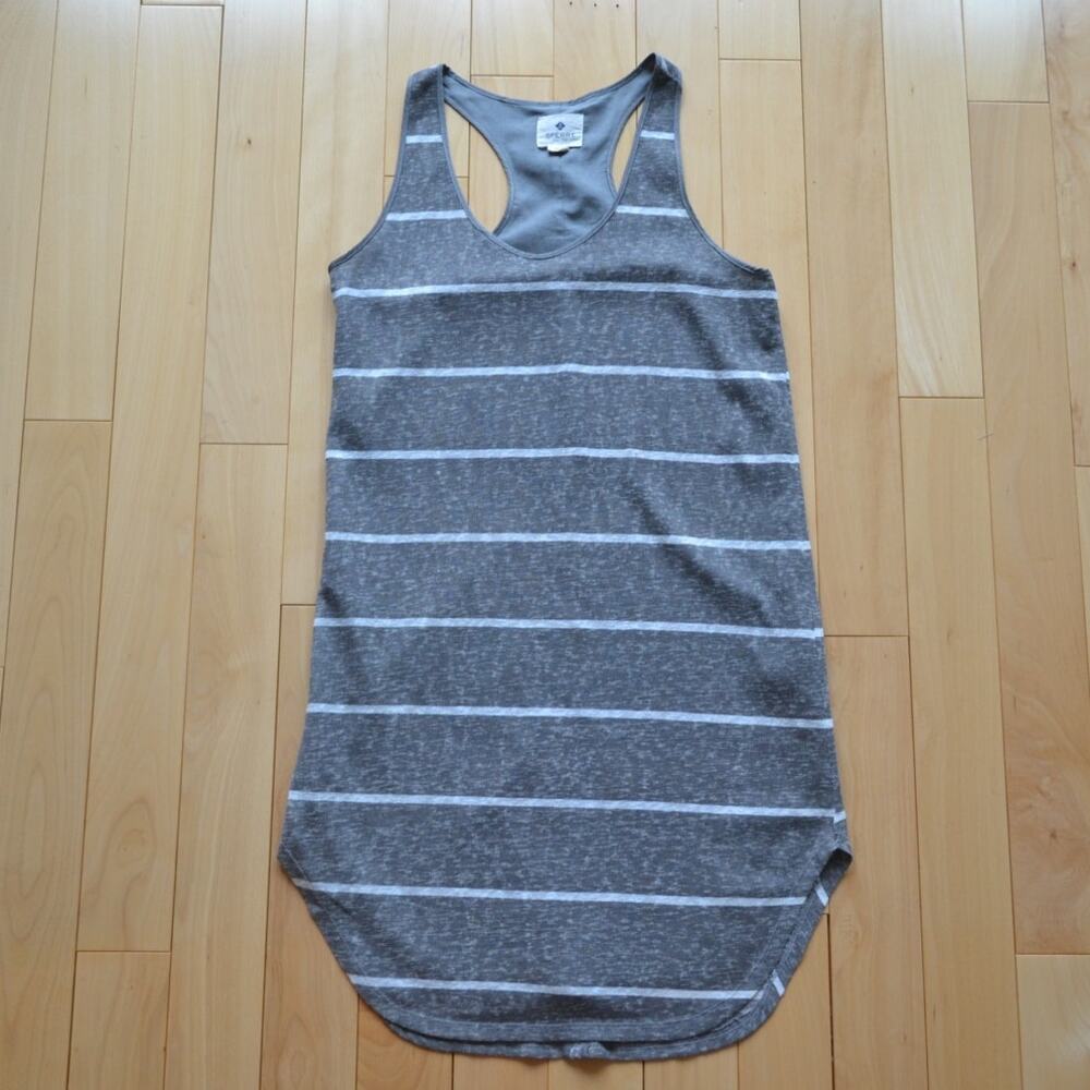 Sperry T Shirt Dress Beach Cover Gray White Stripes Size XS